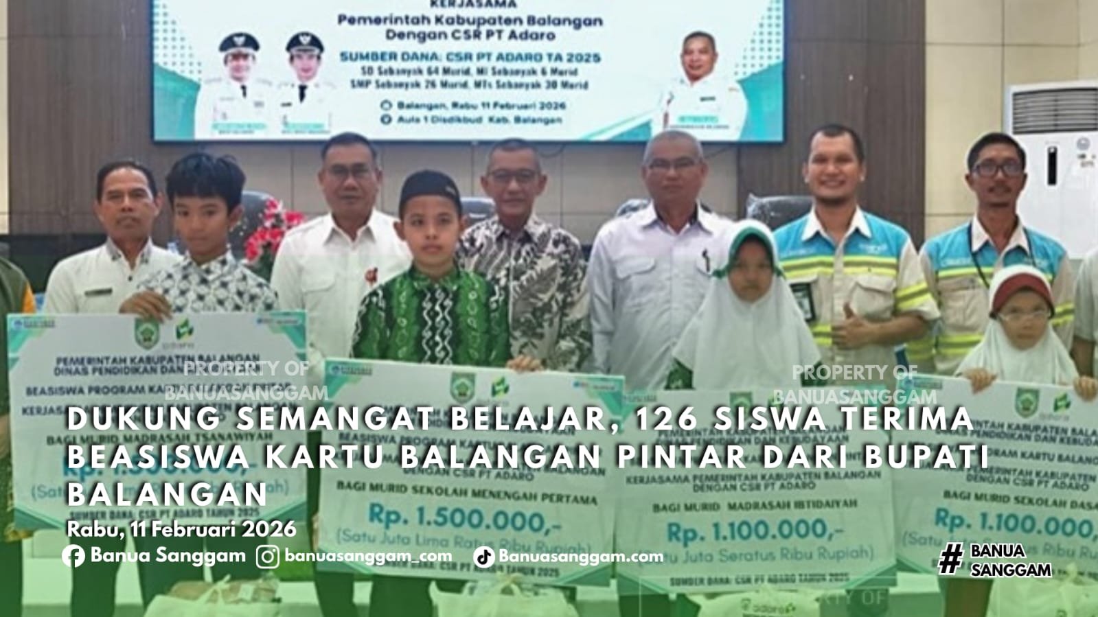 Dukung Semangat Belajar, 126 Siswa Terima Beasiswa Kartu Balangan Pintar dari Bupati Balangan