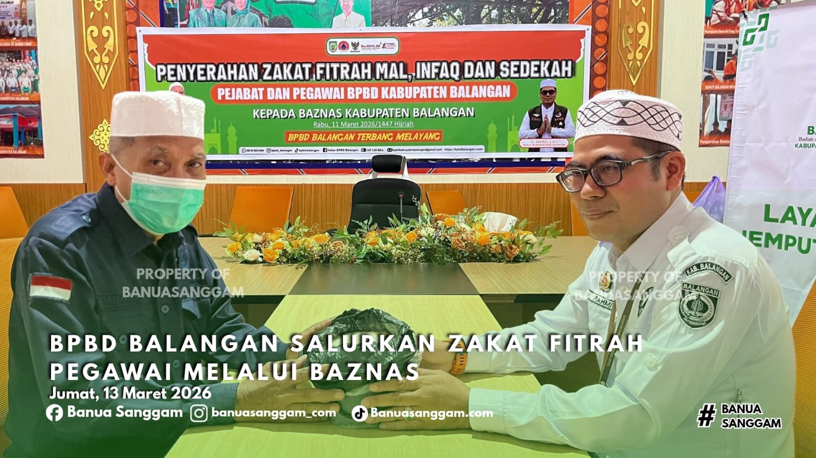 BPBD Balangan Salurkan Zakat Fitrah Pegawai Melalui Baznas