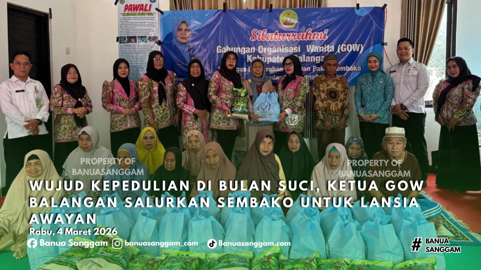 Wujud Kepedulian di Bulan Suci, Ketua GOW Balangan Salurkan Sembako untuk Lansia Awayan