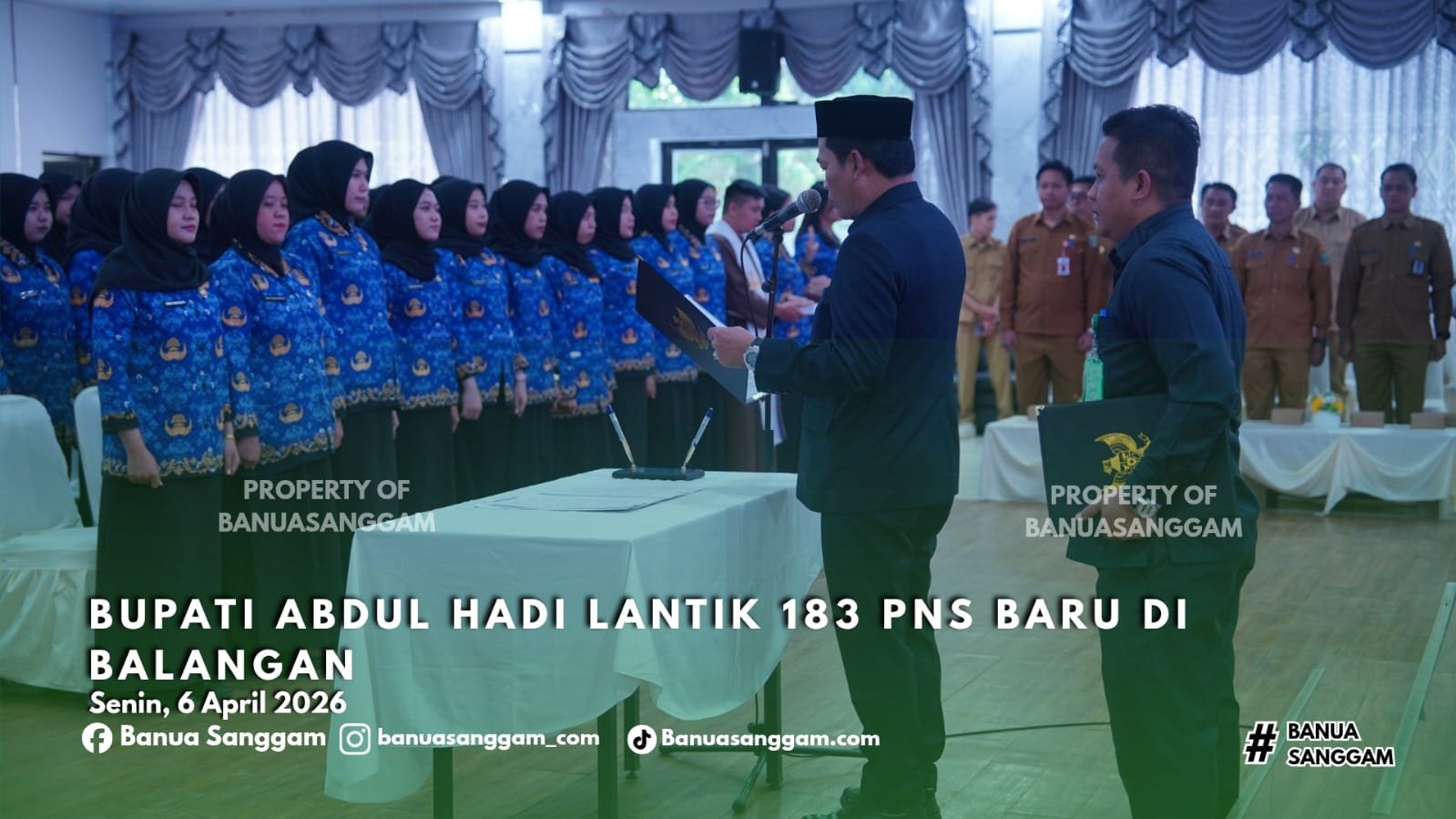 Bupati Abdul Hadi Lantik 183 PNS Baru di Balangan