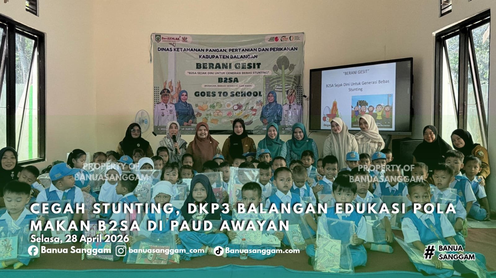 Cegah Stunting, DKP3 Balangan Edukasi Pola Makan B2SA di PAUD Awayan