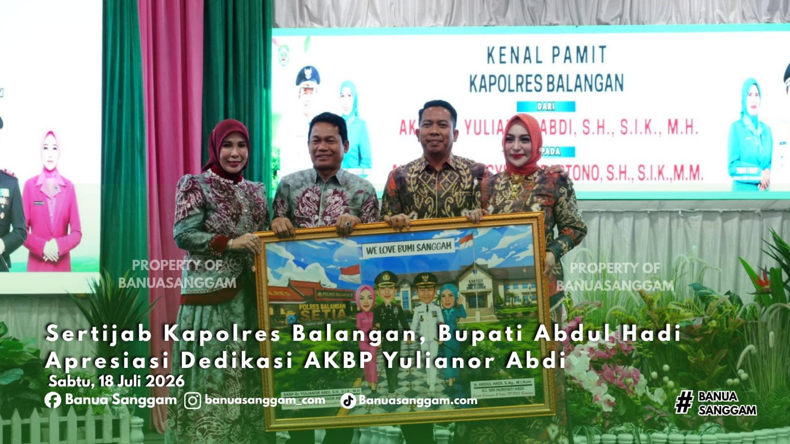 Sertijab Kapolres Balangan, Bupati Abdul Hadi Apresiasi Dedikasi AKBP Yulianor Abdi