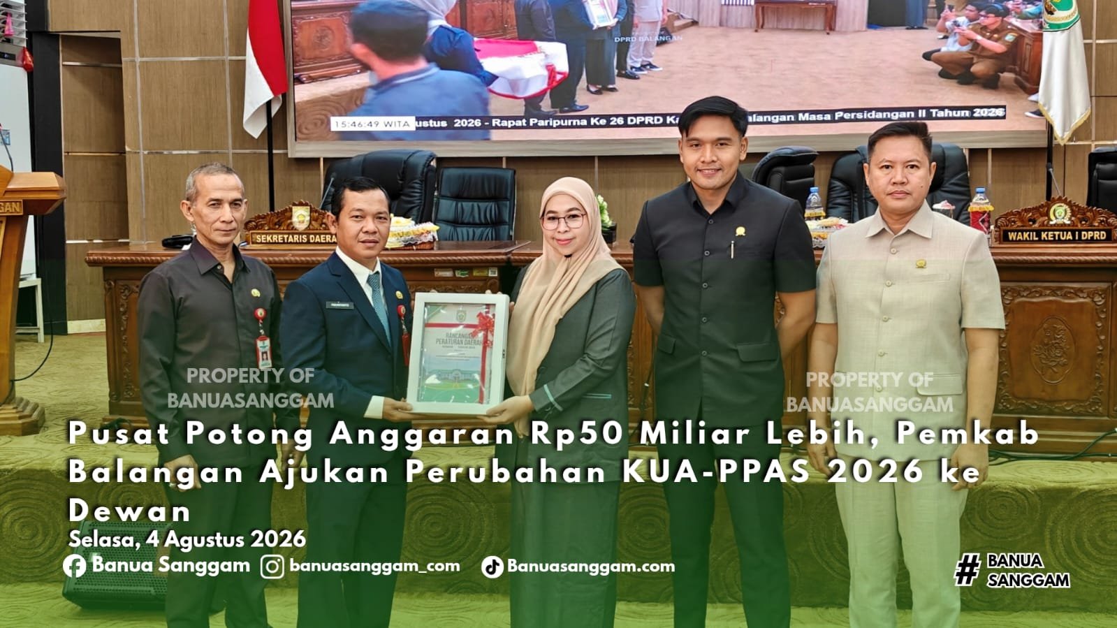 Pusat Potong Anggaran Rp50 Miliar Lebih, Pemkab Balangan Ajukan Perubahan KUA-PPAS 2026 ke Dewan
