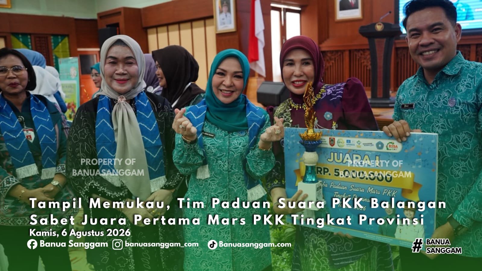 Tampil Memukau, Tim Paduan Suara PKK Balangan Sabet Juara Pertama Mars PKK Tingkat Provinsi