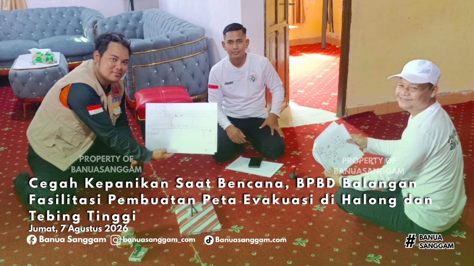 Cegah Kepanikan Saat Bencana, BPBD Balangan Fasilitasi Pembuatan Peta Evakuasi di Halong dan Tebing Tinggi