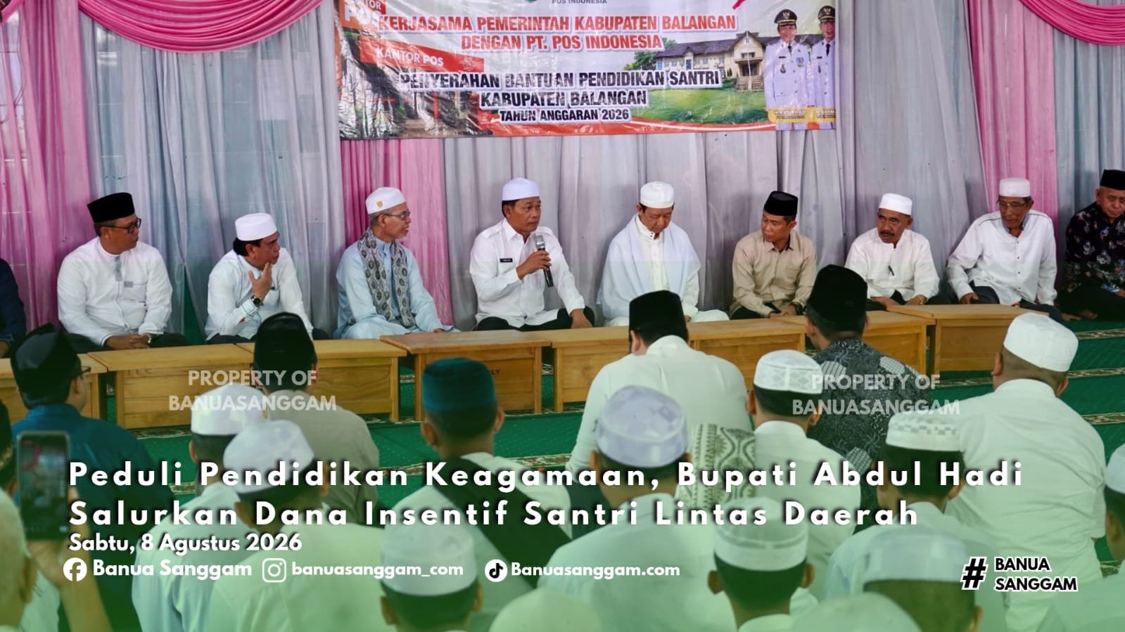 Peduli Pendidikan Keagamaan, Bupati Abdul Hadi Salurkan Dana Insentif Santri Lintas Daerah